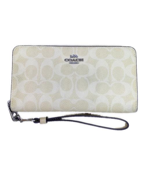 COACH（コーチ）COACH (コーチ) COACH　シグネチャー　ベージュ　ラウンドファスナー長財布 ベージュの古着・服飾アイテム