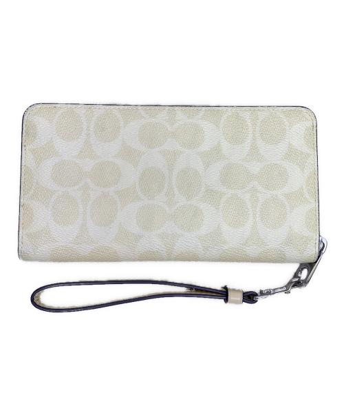 COACH（コーチ）COACH (コーチ) COACH　シグネチャー　ベージュ　ラウンドファスナー長財布 ベージュの古着・服飾アイテム