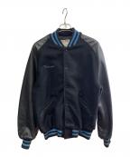 DeLongデロング）の古着「DeLONG　ウール切替レザーブルゾン」｜ブラック