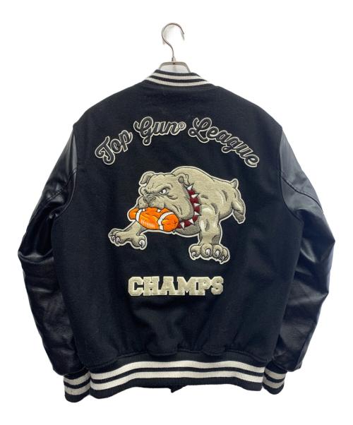 TOP GUN（トップガン）TOP GUN (トップガン) TOP GUN MA-1 レザーブルゾン ブラック サイズ:XLの古着・服飾アイテム