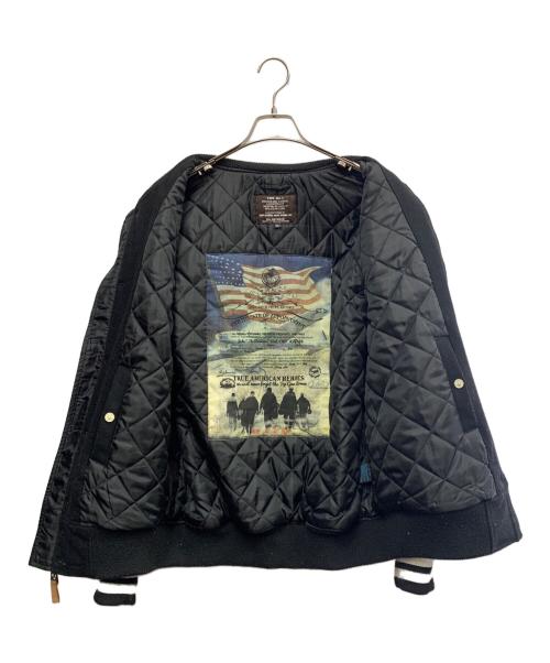 TOP GUN（トップガン）TOP GUN (トップガン) TOP GUN MA-1 レザーブルゾン ブラック サイズ:XLの古着・服飾アイテム