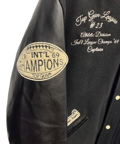 TOP GUN（トップガン）TOP GUN (トップガン) TOP GUN MA-1 レザーブルゾン ブラック サイズ:XLの古着・服飾アイテム