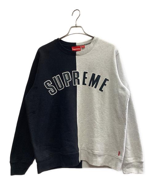 SUPREME（シュプリーム）SUPREME (シュプリーム) Split Crewneck Sweatshirt グレー×ブラック サイズ:Mの古着・服飾アイテム