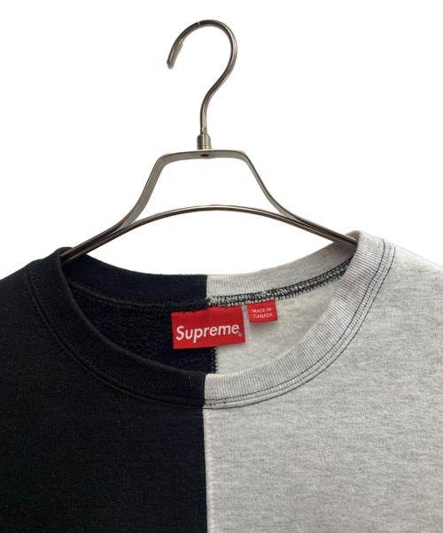 SUPREME（シュプリーム）SUPREME (シュプリーム) Split Crewneck Sweatshirt グレー×ブラック サイズ:Mの古着・服飾アイテム