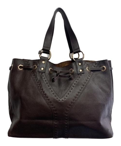 Yves Saint Laurent（イヴサンローラン）Yves Saint Laurent (イヴサンローラン) Yves Saint Laurent　サックダブル トートバッグ ダークブラウンの古着・服飾アイテム