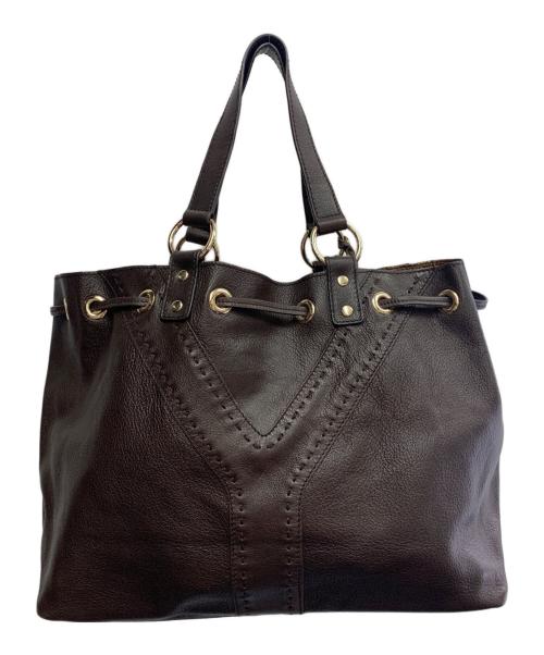 Yves Saint Laurent（イヴサンローラン）Yves Saint Laurent (イヴサンローラン) Yves Saint Laurent　サックダブル トートバッグ ダークブラウンの古着・服飾アイテム