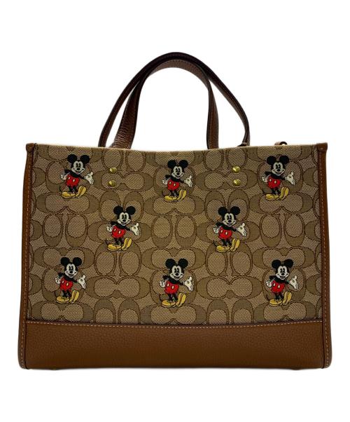COACH（コーチ）COACH (コーチ) DISNEY (ディズニー) COACH×Disney　シグネチャー　デンプシーキャリーオール　2WAYバッグ ベージュ×ブラウンの古着・服飾アイテム