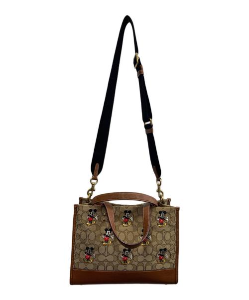 COACH（コーチ）COACH (コーチ) DISNEY (ディズニー) COACH×Disney　シグネチャー　デンプシーキャリーオール　2WAYバッグ ベージュ×ブラウンの古着・服飾アイテム