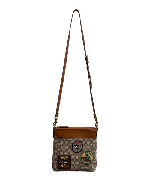 COACH（コーチ）COACH (コーチ) DISNEY (ディズニー) COACH×Disney　シグネチャー　ショルダーバッグ ベージュ×ブラウンの古着・服飾アイテム