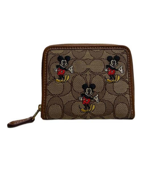 COACH（コーチ）COACH (コーチ) DISNEY (ディズニー) COACH×Disney　シグネチャー　ラウンドファスナー財布 ブラウン×ベージュ 未使用品の古着・服飾アイテム