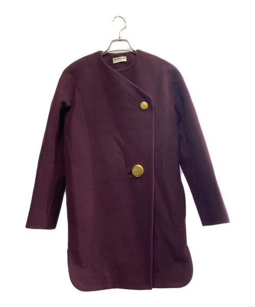 BALENCIAGA（バレンシアガ）BALENCIAGA (バレンシアガ) BALENCIAGA　カシミヤ混コート バーガンディー サイズ:34の古着・服飾アイテム