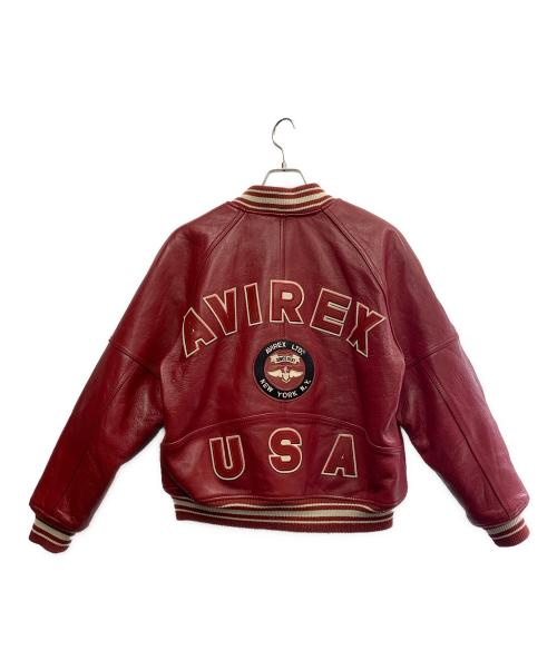AVIREX（アヴィレックス）AVIREX (アヴィレックス) AVIREX　バーシティジャケット　ラムレザージャケット レッド サイズ:XSの古着・服飾アイテム
