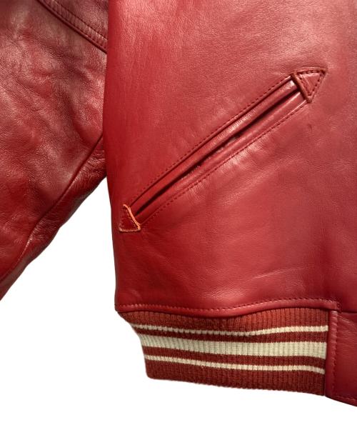 AVIREX（アヴィレックス）AVIREX (アヴィレックス) AVIREX　バーシティジャケット　ラムレザージャケット レッド サイズ:XSの古着・服飾アイテム