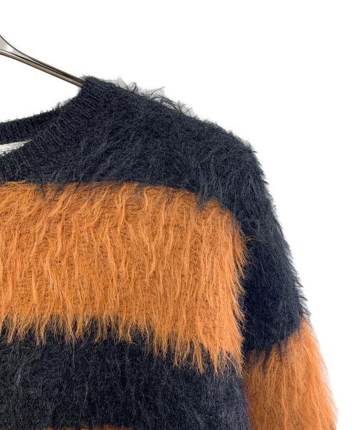 NUMBER (N)INE（ナンバーナイン）NUMBER (N)INE (ナンバーナイン) NUMBER (N)INE　ボーダー　フェザーファーヤーンニット　 ブラック×オレンジ サイズ:2の古着・服飾アイテム