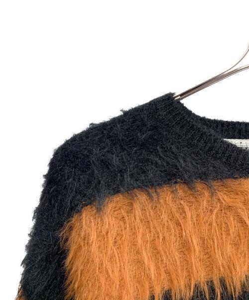 NUMBER (N)INE（ナンバーナイン）NUMBER (N)INE (ナンバーナイン) NUMBER (N)INE　ボーダー　フェザーファーヤーンニット　 ブラック×オレンジ サイズ:2の古着・服飾アイテム