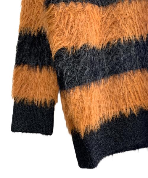 NUMBER (N)INE（ナンバーナイン）NUMBER (N)INE (ナンバーナイン) NUMBER (N)INE　ボーダー　フェザーファーヤーンニット　 ブラック×オレンジ サイズ:2の古着・服飾アイテム