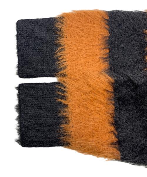 NUMBER (N)INE（ナンバーナイン）NUMBER (N)INE (ナンバーナイン) NUMBER (N)INE　ボーダー　フェザーファーヤーンニット　 ブラック×オレンジ サイズ:2の古着・服飾アイテム