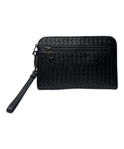 BOTTEGA VENETA（ボッテガベネタ）BOTTEGA VENETA (ボッテガベネタ) BOTTEGA VENETA　コンパクトイントレチャート　クラッチバッグ ブラックの古着・服飾アイテム