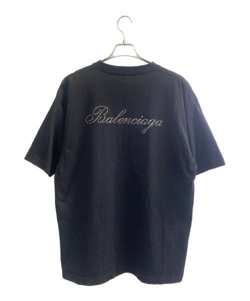 BALENCIAGA（バレンシアガ）BALENCIAGA (バレンシアガ) BALENCIAGA　バッグクリスタルロゴTシャツ ブラック サイズ:XSの古着・服飾アイテム