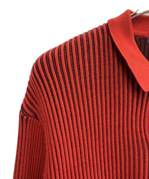 ISSEY MIYAKE（イッセイミヤケ）ISSEY MIYAKE (イッセイミヤケ) ISSEY MIYAKE　80'sリブニットポロシャツ　筆タグ レッド サイズ:SIZE Fの古着・服飾アイテム