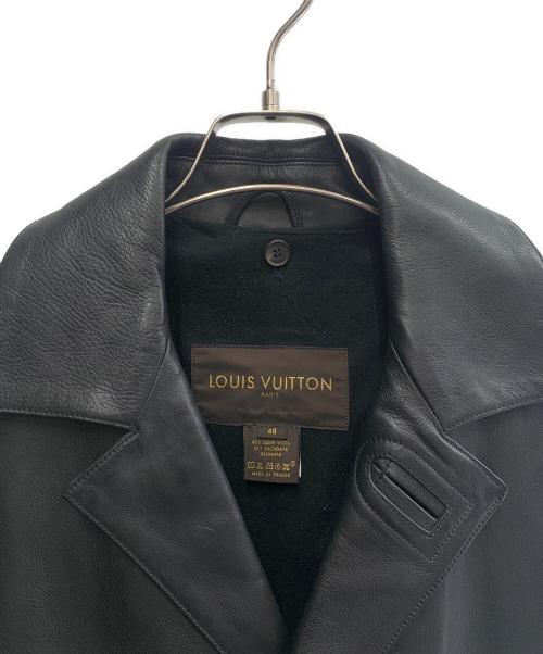 LOUIS VUITTON（ルイ ヴィトン）LOUIS VUITTON (ルイ ヴィトン) LOUIS VUITTON　カシミヤ混ライナー付レザーコート ブラック サイズ:SIZE 48の古着・服飾アイテム