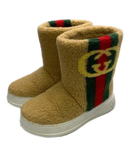 GUCCI（グッチ）GUCCI (グッチ) GUCCI　インターロッキング シェリーライン　ートンブーツ ブラウン サイズ:34 1/2の古着・服飾アイテム