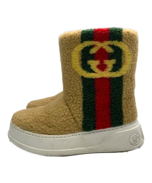 GUCCI（グッチ）GUCCI (グッチ) GUCCI　インターロッキング シェリーライン　ートンブーツ ブラウン サイズ:34 1/2の古着・服飾アイテム