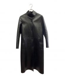 BARNEYS NEWYORK（バーニーズ・ニューヨーク）の古着「BARNEYS NEWYORK　カーフレザーコート」｜ブラック