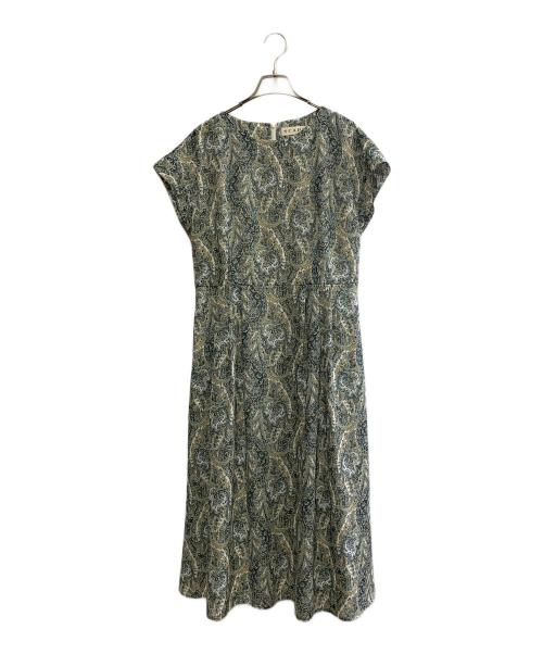 SCAPA（スキャパ）SCAPA (スキャパ) SCAPA　ホワイト×グリーン　総柄　ノースリーブワンピース ホワイト×グリーン サイズ:SIZE Lの古着・服飾アイテム