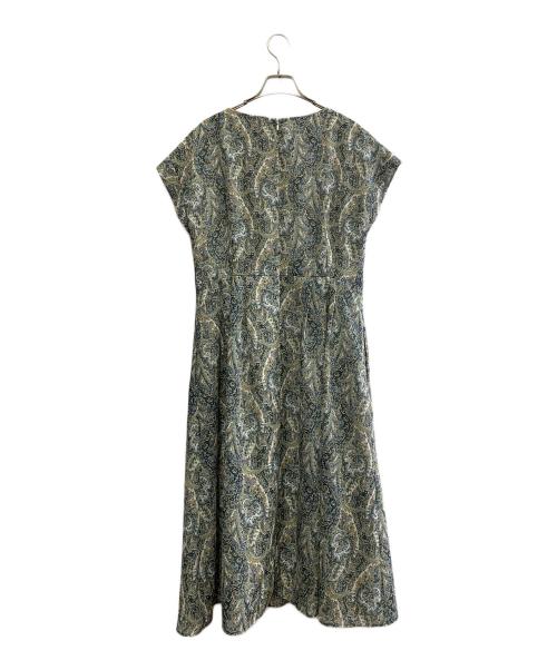 SCAPA（スキャパ）SCAPA (スキャパ) SCAPA　ホワイト×グリーン　総柄　ノースリーブワンピース ホワイト×グリーン サイズ:SIZE Lの古着・服飾アイテム