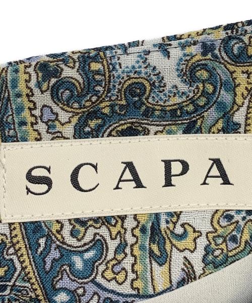 SCAPA（スキャパ）SCAPA (スキャパ) SCAPA　ホワイト×グリーン　総柄　ノースリーブワンピース ホワイト×グリーン サイズ:SIZE Lの古着・服飾アイテム