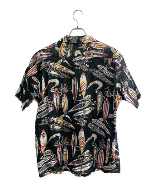 Sun Surf（サンサーフ）Sun Surf (サンサーフ) COTTON × LINEN OPEN SHIRT “SURFBOARDS”　 ブラック サイズ:Lの古着・服飾アイテム