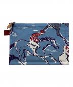 HERMESエルメス）の古着「HERMES　トゥルース フラット ポーチPM」｜ブルー×ホワイト