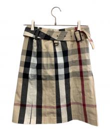 BURBERRY LONDON（バーバリーロンドン）の古着「BURBERRY LONDON　ミモレ丈スカート」｜ベージュ×ブラック