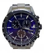 CITIZENシチズン）の古着「CITIZEN　ネイビー×シルバー　SSブレスレット　クロノグラフ」｜ネイビー×シルバー