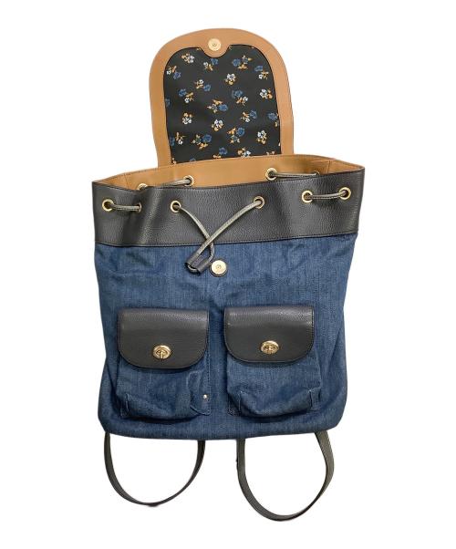 COACH（コーチ）COACH (コーチ) COACH　フローラル　ネイビー×インディゴ　デニム切替リュック ネイビー×インディゴの古着・服飾アイテム