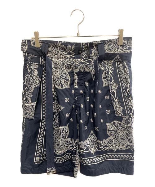 sacai（サカイ）sacai (サカイ) sacai　バンダナ柄　ネイビー×ホワイト　ハーフパンツ ネイビー×ホワイト サイズ:SIZE 2の古着・服飾アイテム