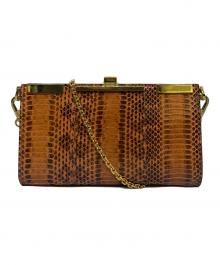 ZANCHETTI（ザンケッティー）の古着「ZANCHETTI　MODELLO AMILETO　パイソン柄チェーンウォレット」｜ブラウン