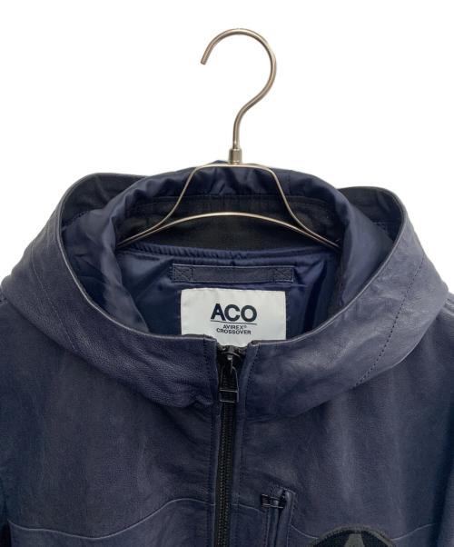 AVIREX（アヴィレックス）AVIREX (アヴィレックス) ACO CROSSOVER CWU PARKAR 24AW　レザージャケット ネイビー サイズ:XLの古着・服飾アイテム
