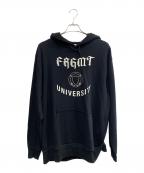 FRAGMENT UNIVERSITYフラグメント ユニバーシティ）の古着「FRAGMENT UNIVERSITY　ブラック×ホワイト　プルオーバーパーカー」｜ブラック×ホワイト