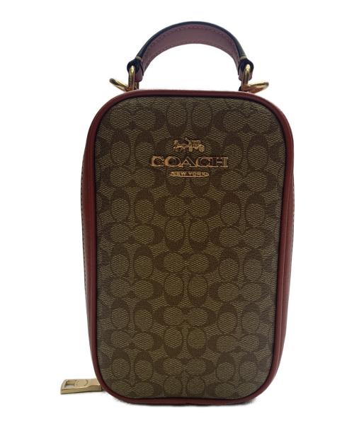 COACH（コーチ）COACH (コーチ) シグネチャー　ショルダーポーチ ブラウン×ベージュの古着・服飾アイテム