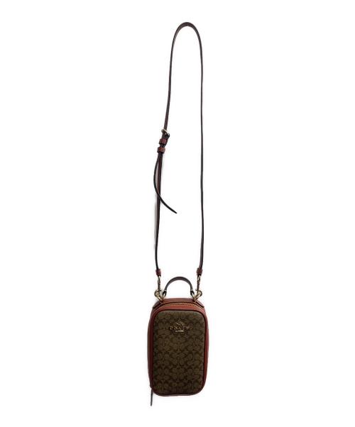 COACH（コーチ）COACH (コーチ) シグネチャー　ショルダーポーチ ブラウン×ベージュの古着・服飾アイテム