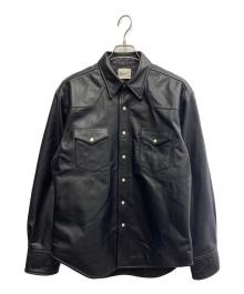Wrangler（ラングラー）の古着「27MW Leather Western Shirt」｜ブラック