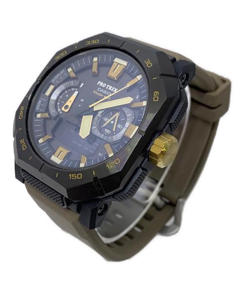CASIO（カシオ）CASIO (カシオ) プロトレック　電波ソーラー　デジアナウォッチ ゴールド×ブラックの古着・服飾アイテム