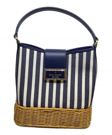 美品✨ケイトスペード リーガン バケットバッグ2way 斜め掛け ブラック 中古・古着通販】Kate Spade (ケイトスペード) リーガンストライプ