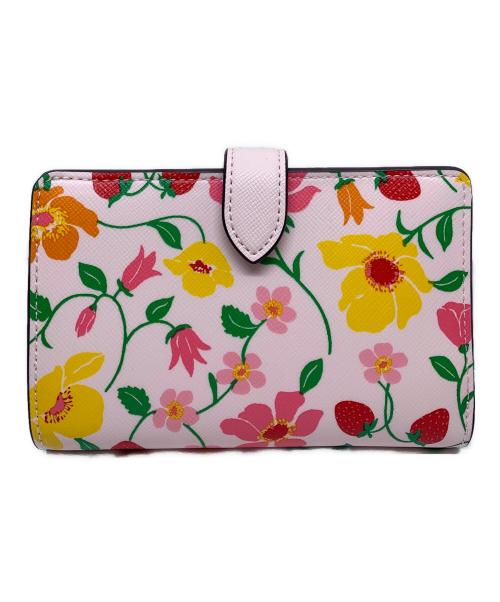 Kate Spade（ケイトスペード）Kate Spade (ケイトスペード) マディソンストロベリーガーデンプリントミディアムコンパクトバイフォールドウォレット ピンクの古着・服飾アイテム
