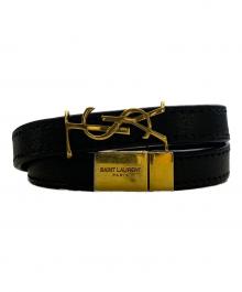 Saint Laurent Paris（サンローランパリ）の古着「オピウムロゴレザーブレスレット」｜ブラック