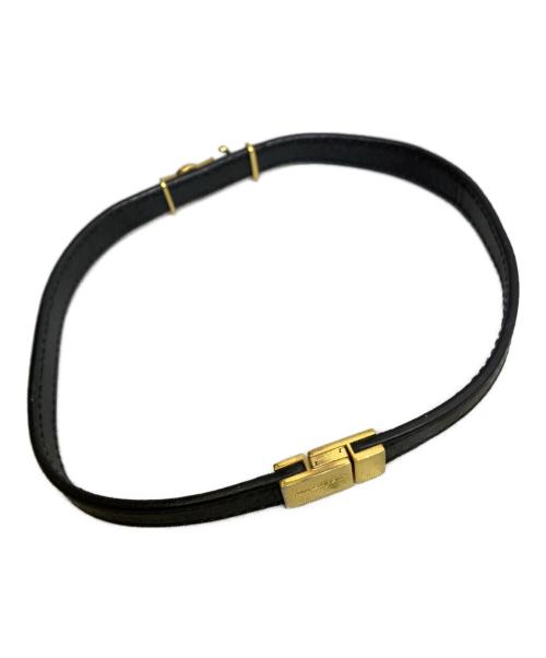 Saint Laurent Paris（サンローランパリ）Saint Laurent Paris (サンローランパリ) オピウムロゴレザーブレスレット ブラックの古着・服飾アイテム