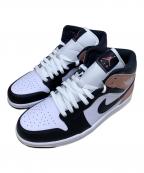 NIKEナイキ）の古着「NIKE　Air Jordan 1 Mid "White/Rust Pink/Black"　ホワイト×ピンク　スニーカー」｜ホワイト×ピンク