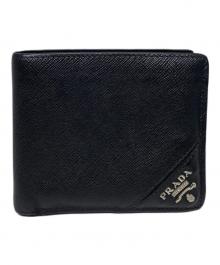 PRADA（プラダ）の古着「PRADA　サフィアーノ　2つ折り財布」｜ブラック